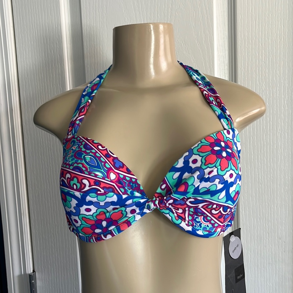NWT Mossimo bikini swim top, padded, push-up, underwire, sz L.